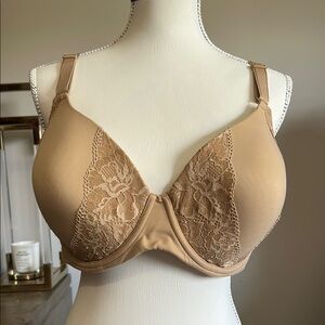 Soma 42D Embraceable Perfect Coverage Lace Detail Bra in Medium Beige Tan